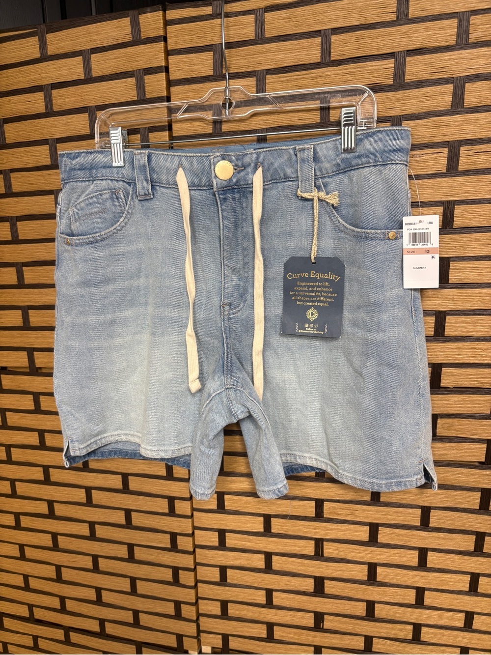 Democracy drawstring waist jean shorts size 12
